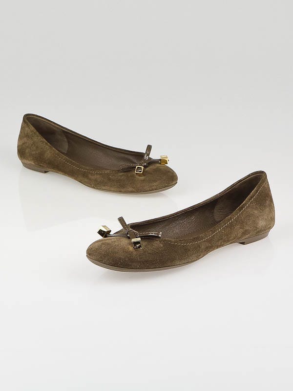 Louis Vuitton Taupe Suede Debbie Ballerina Flats Size 6/36.5