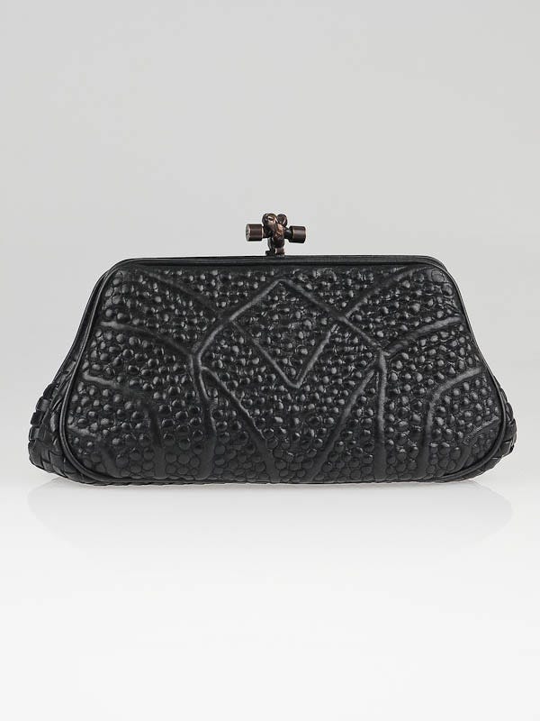 Bottega Veneta Black Intrecciato Nappa Leather San Marco Knot Clutch Bag