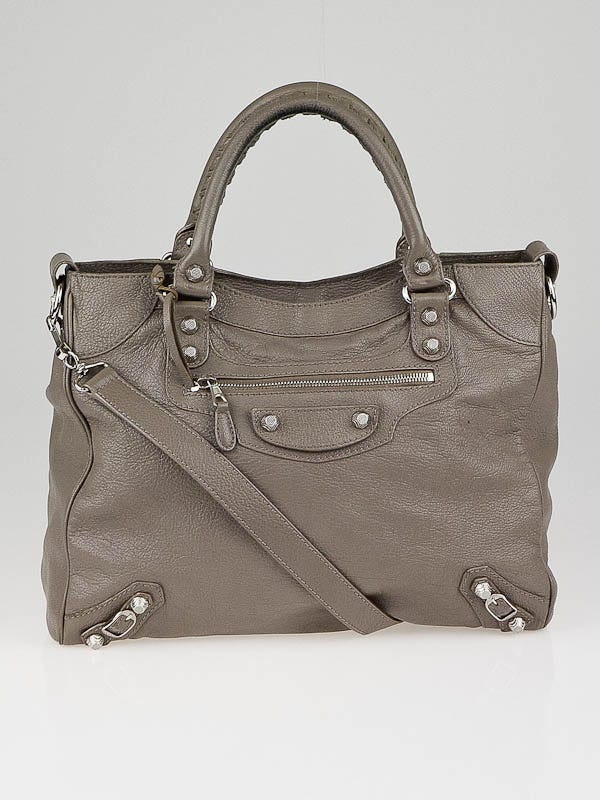 Balenciaga Gris Poivre Hamiliton Leather Giant 12 Silver Velo Bag