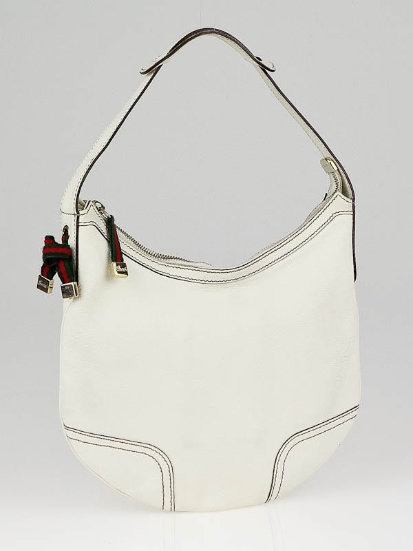 Gucci White Leather Small Princy Hobo Bag