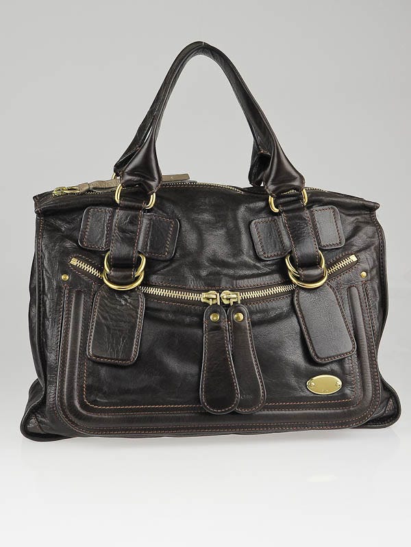 Chloe Chocolate Brown Leather Large Bay Tote Bag