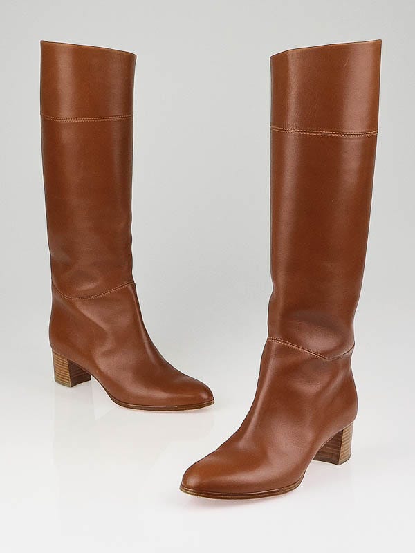 Christian Louboutin Brown Leather Tuba 45 Tall Boots Size 7.5/38