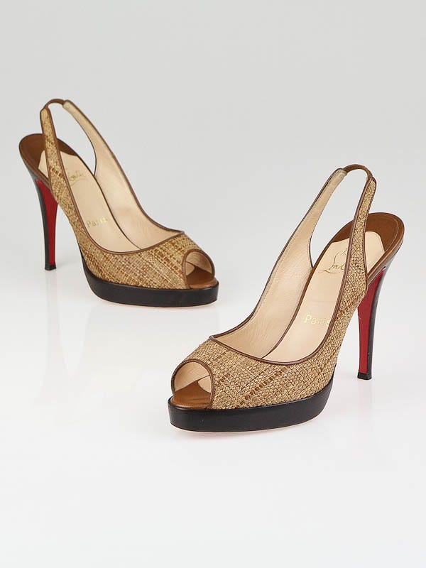 Chrisitan Louboutin Raffia Yoyo Zeppa Slingback Sandals Size 7.5/38