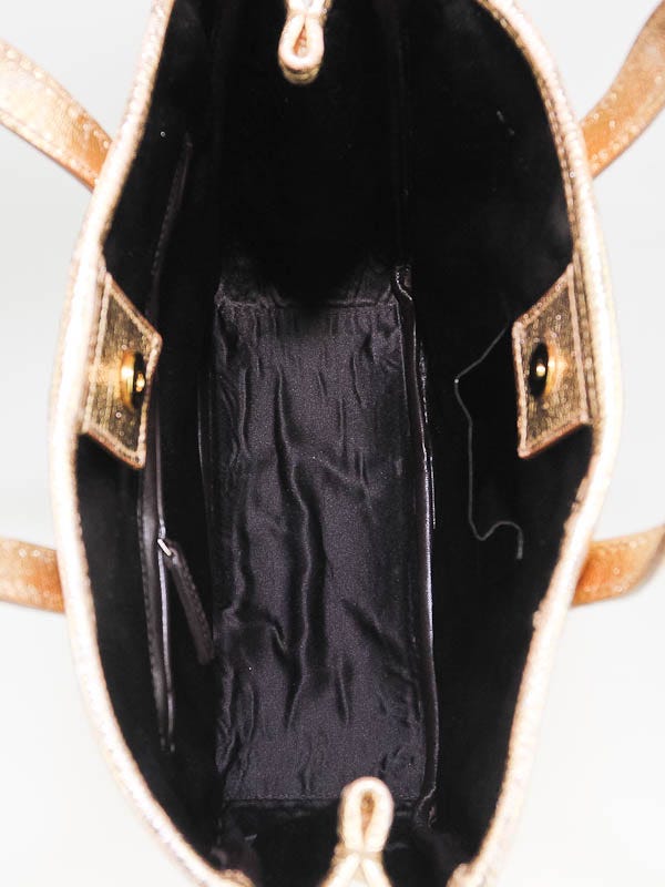 Yves Saint Laurent Gold Metallic Leather Y Mail Small Tote bag