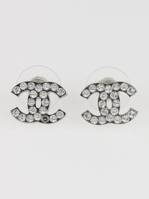 Chanel Swarovski Crystal Small CC Logo Earrings - Yoogi's Closet