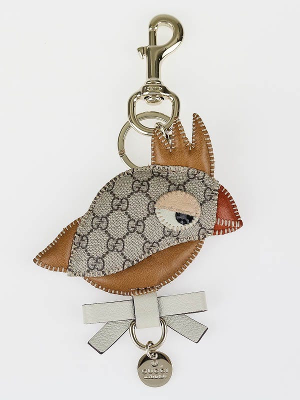 Gucci Beige GG Coated Canvas 'Gucci Zoo' Parrot Key Holder and Bag Charm