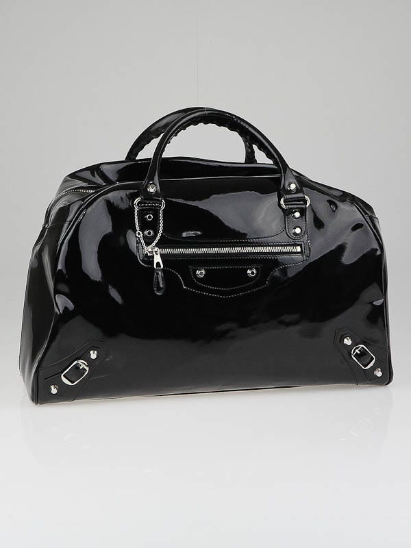 Balenciaga Black Patent Leather Bowling MM Bag