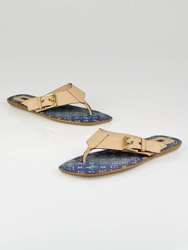Louis Vuitton Blue Denim Monogram Denim Thong Sandals Size Size 8/38.5