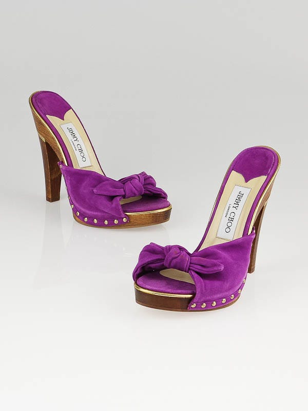 Jimmy Choo Violet Suede Entice Mules Size 6.5/37