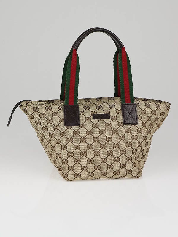 Gucci Beige/Ebony Canvas Vintage Web Small Tote Bag
