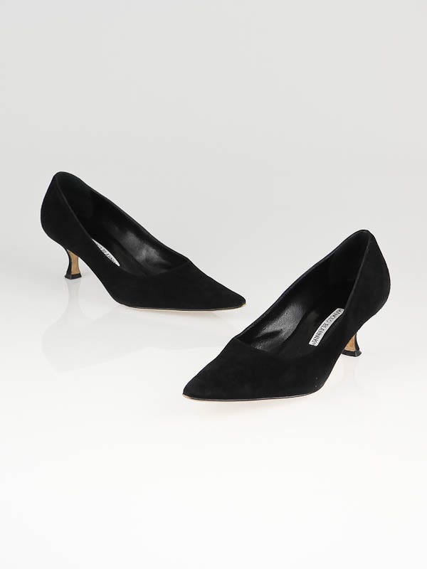 Manolo Blahnik Black Suede Velukid Pumps Size 8.5/39