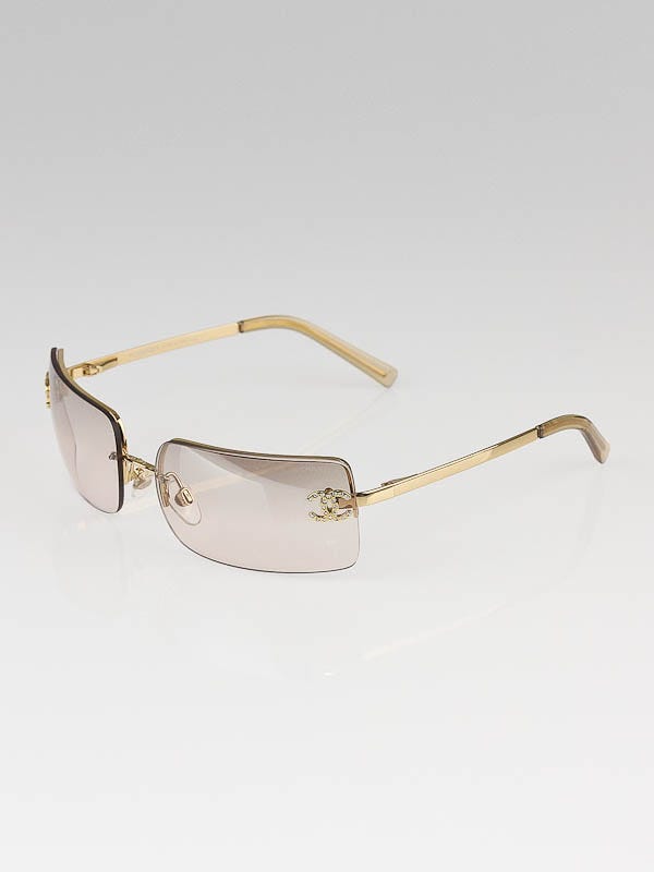 Chanel Gold Frame Gradient Tint Crystal CC Sunglasses-4104B