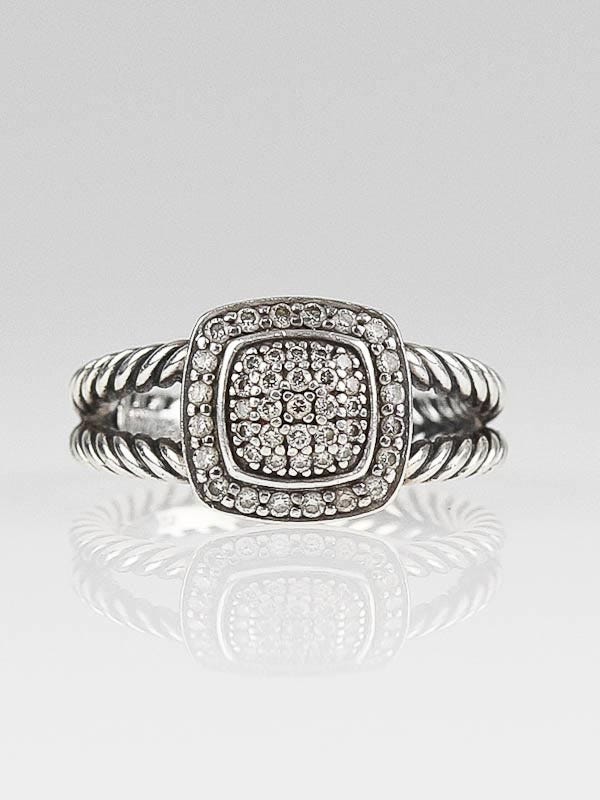 David Yurman 7mm Split Shank Pave Diamond Albion Ring Size 7