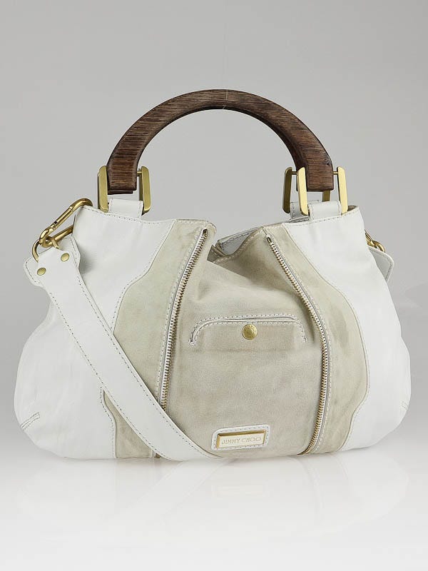 Jimmy Choo White Leather/Suede Maia Hobo Bag