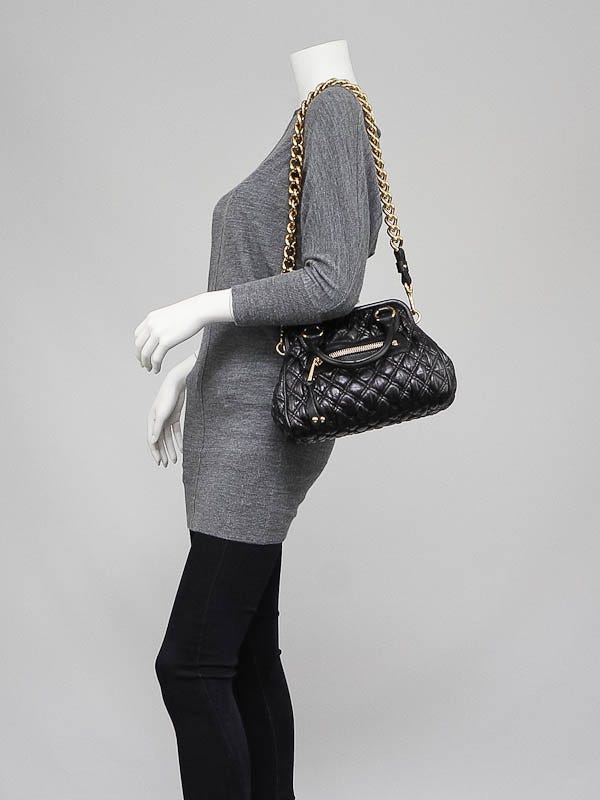 Marc Jacobs Black Elastic Quilted Leather 'The Kid' Stam Bag