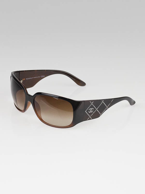 Chanel Black/Brown Swarovski Crystal Sunglasses 5080-B