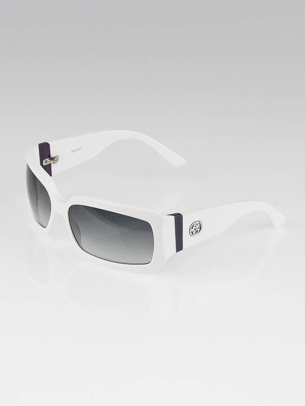 Gucci White Frame Gradient Tint Interlocking G Sunglasses-2593/s