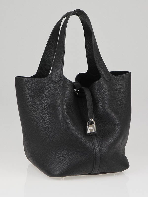 Hermes Black Clemence Leather Picotin Lock MM Bag