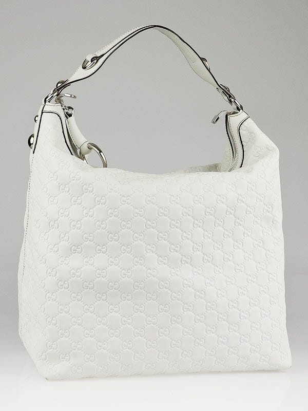 Gucci White Guccissima Leather Icon Bit Large Hobo Bag