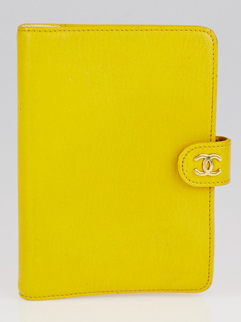 Chanel Yellow Grain Leather Small Agenda/Notebook Cover | Yoogi's Closet