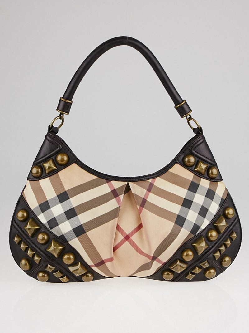 Burberry Brown/Black Monogram Coated Canvas And Leather Studded