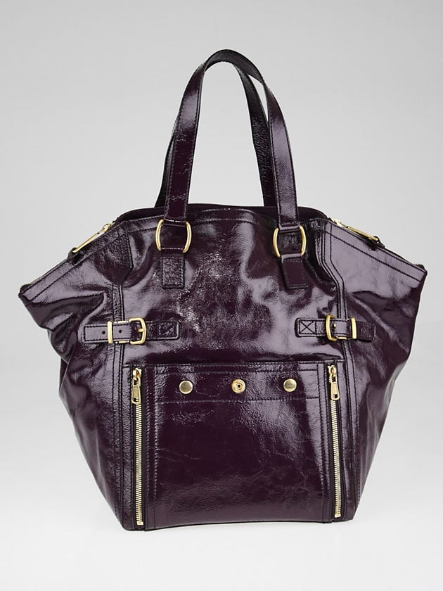 Yves Saint Laurent Purple Patent Leather Large Downtown Tote Bag