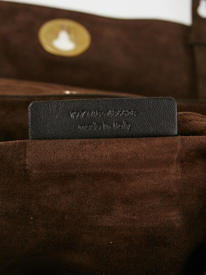 Yves Saint Laurent Brown Croc Embossed Nubuck Large Muse Two Bag