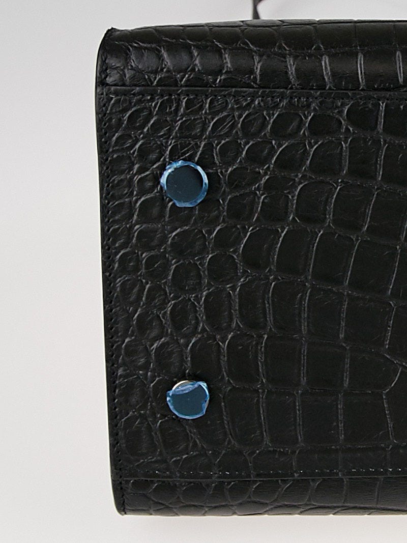Yves Saint Laurent カバス ブラック 黒 Yves Saint Laurent Black Crocodile Embossed Leather Cabas Bag
