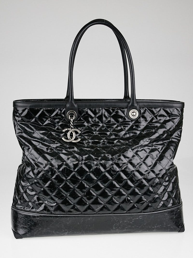 Chanel Black Striated Quilted Coated Canvas Large Rue Cambon Tote Bag -  Yoogi's Closet