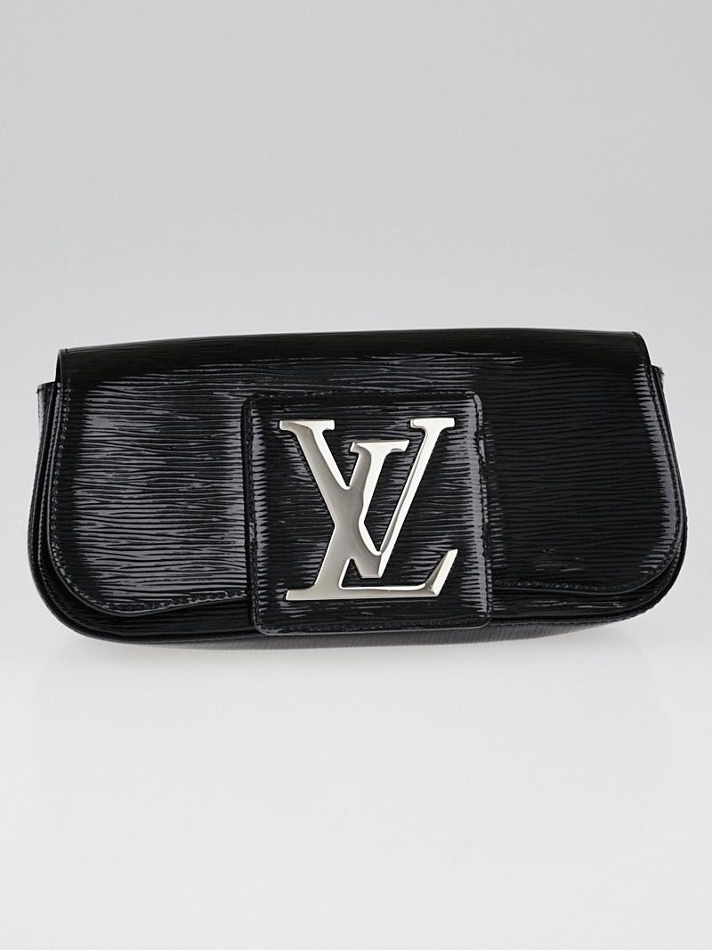 Louis Vuitton Black Patent Leather Large Silver LV Evening Clutch