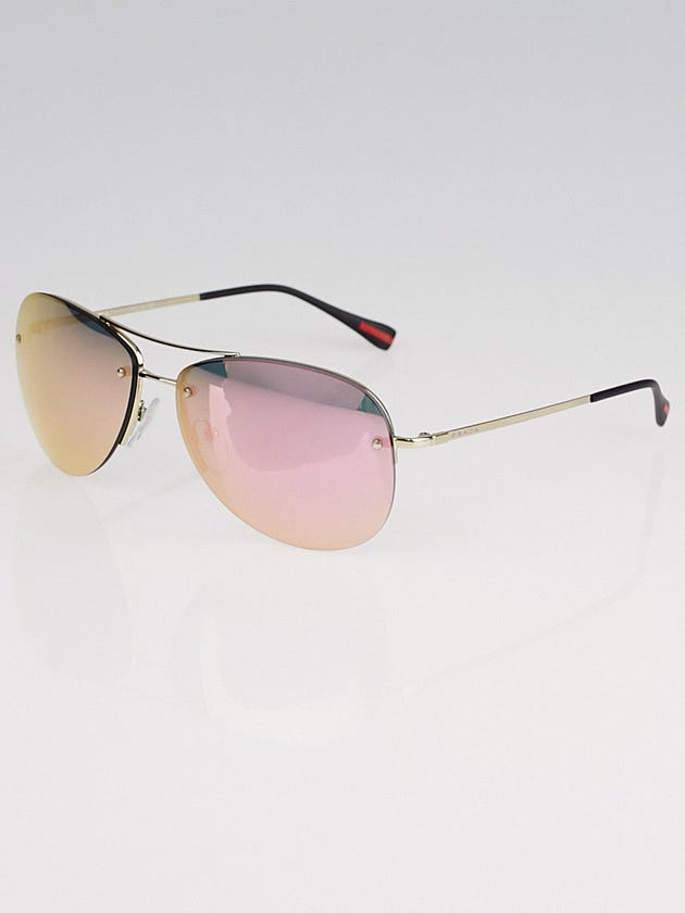 Prada Goldtone Metal Frame Pink Aviator Sunglasses-SPS50