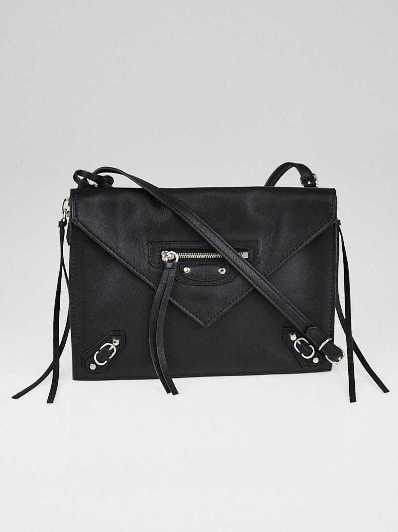 Balenciaga Black Calfskin Leather Papier Zip-Around Triple Bag 