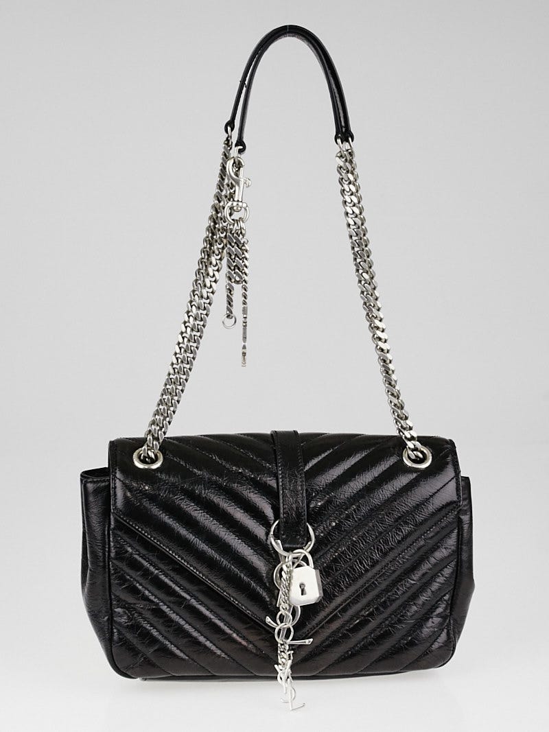 Yves Saint Laurent Black Matelasse Leather Medium Punk Chain Bag 