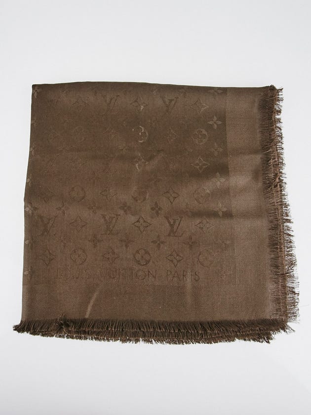Louis Vuitton Chocolate Monogram Silk/Wool Shawl Scarf