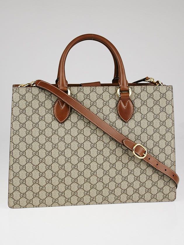 Gucci Beige/Brown GG Supreme Coated Canvas Top Handle Large Satchel Bag