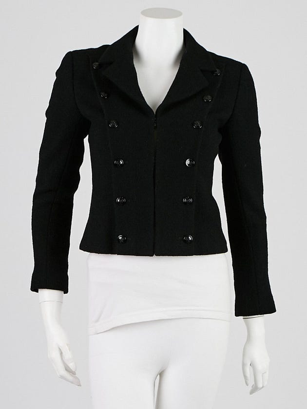 Chanel Black Wool Tweed Blazer Size 2/34