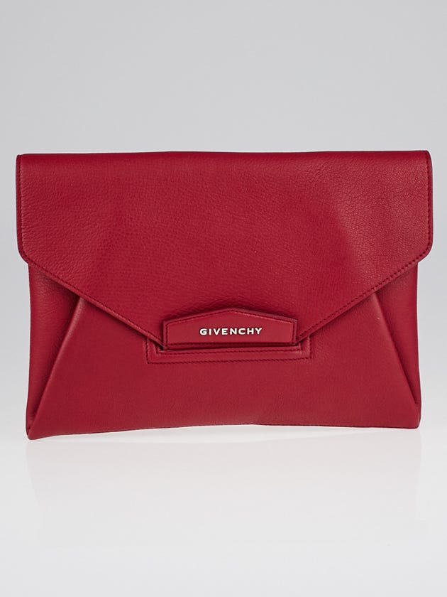 Givenchy Red Sugar Goatskin Leather Envelope Clutch Bag