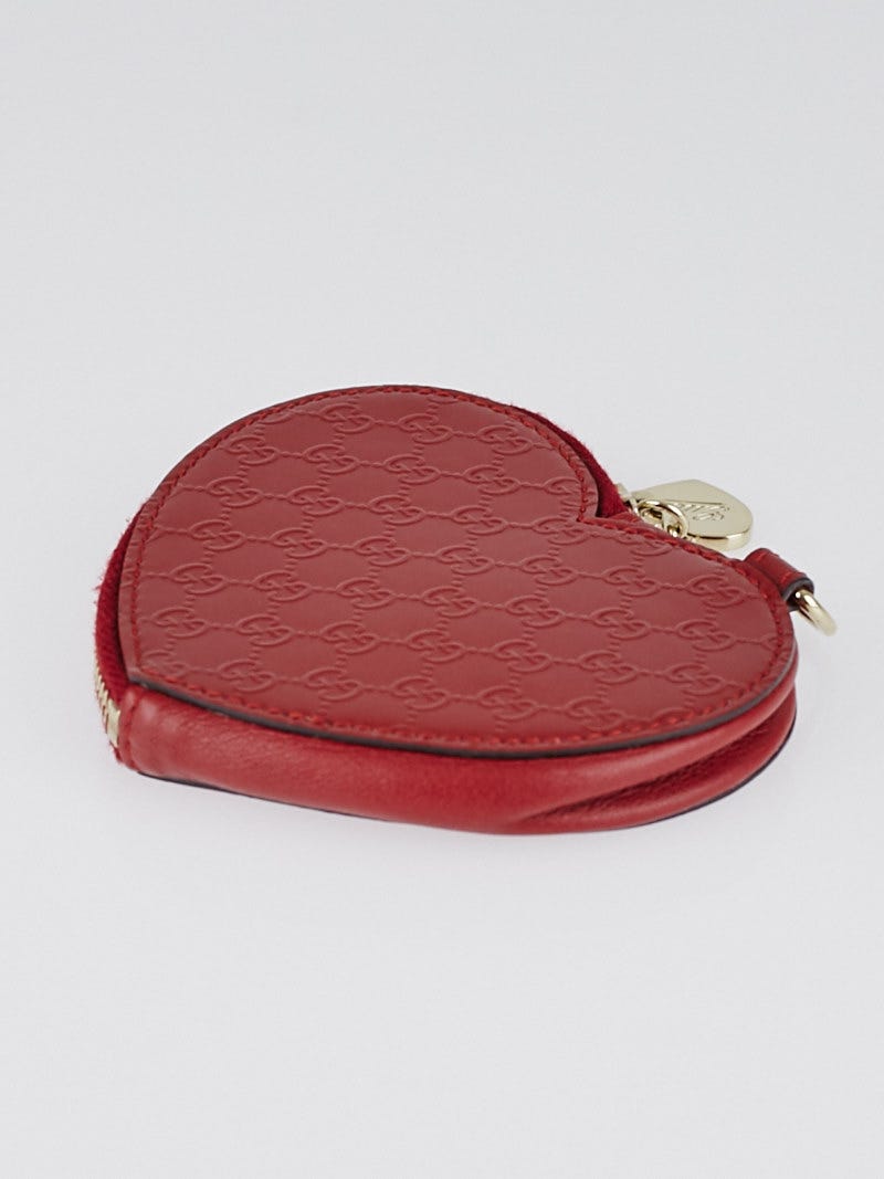 Gucci Red Microguccissima Patent Leather Heart Coin Purse - Yoogi's Closet