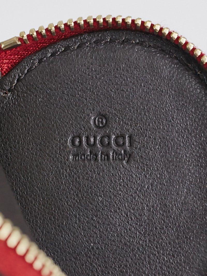 Gucci Red Microguccissima Patent Leather Heart Coin Purse - Gucci
