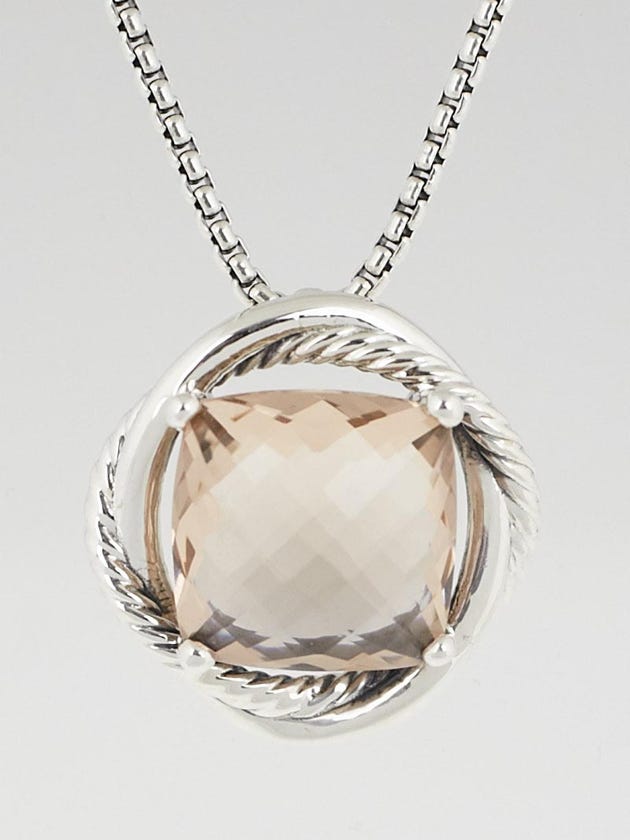 David Yurman 14mm Morganite and Sterling Silver Infinity Pendant Necklace
