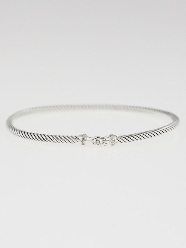 David Yurman 3mm Sterling Silver and Diamond Cable Buckle Bracelet