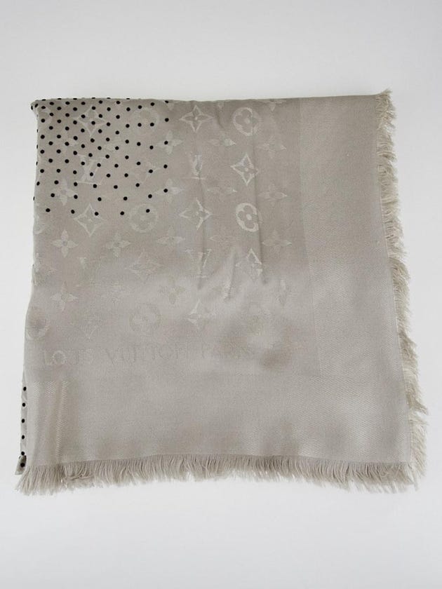 Louis Vuitton Grey Monogram Silk/Wool Pois Shawl Scarf