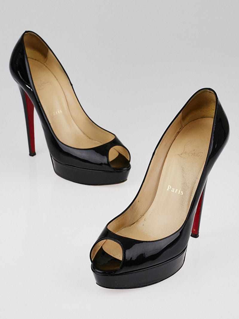 Christian Louboutin - Authenticated Lady Peep Heel - Leather Black Plain for Women, Good Condition