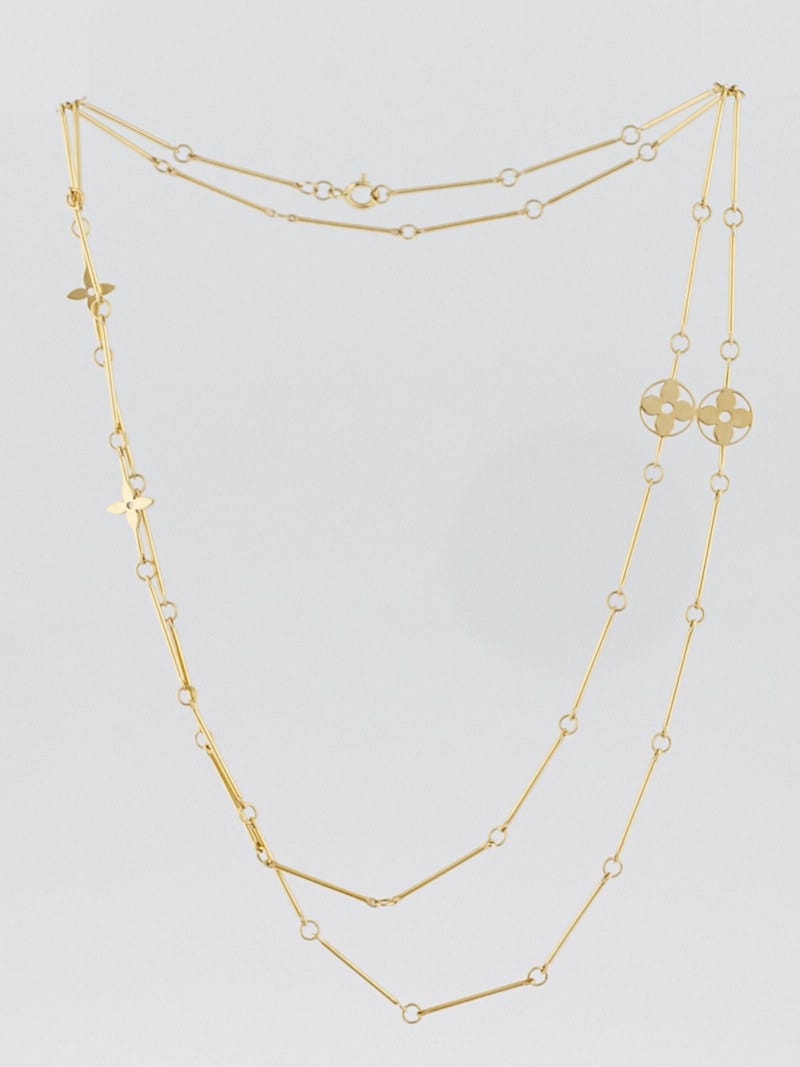 Louis Vuitton 18K Gold Monogram Flower Necklace - Yoogi's Closet