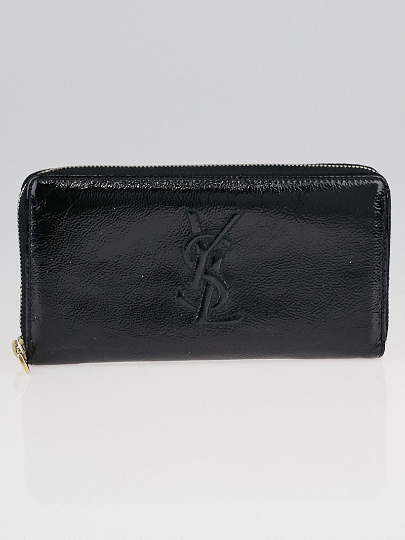 Yves Saint Laurent Black Patent Leather Belle De Jour Zip Around