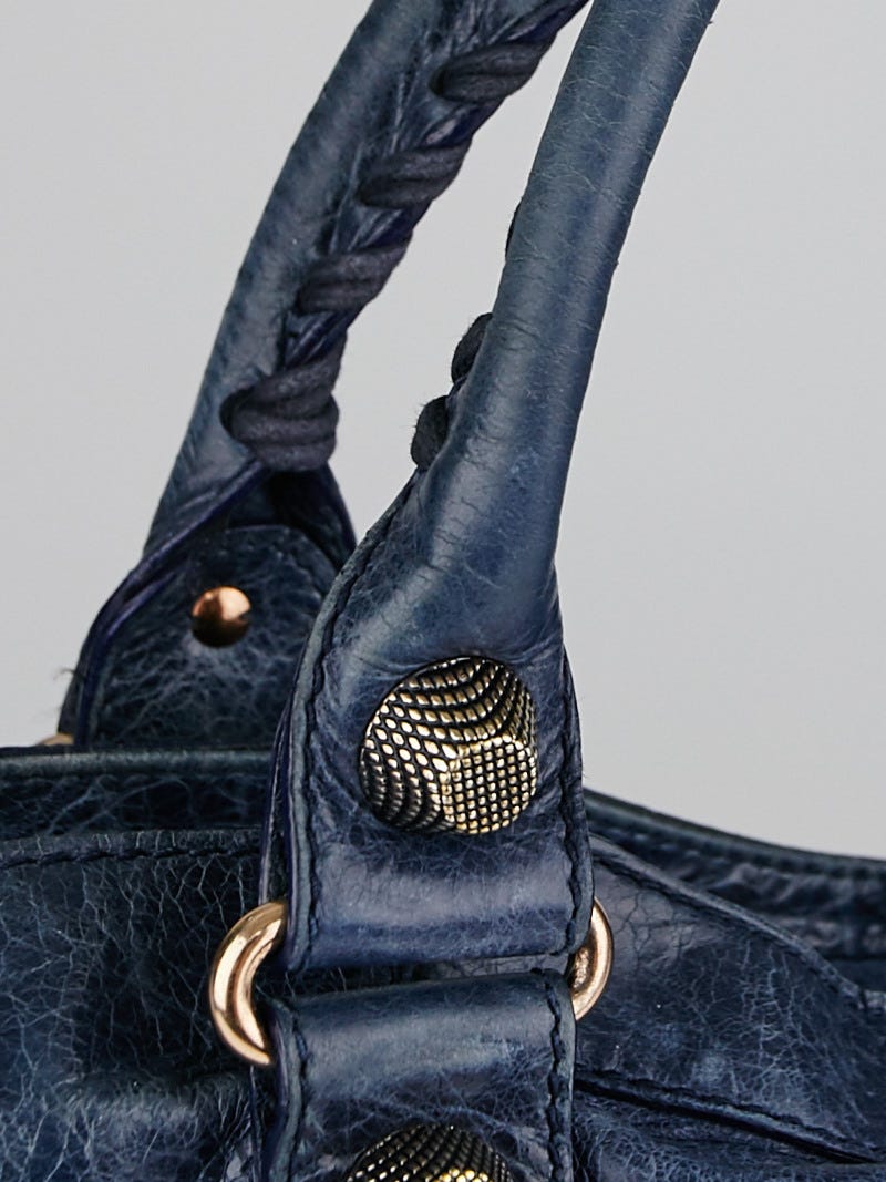 Balenciaga Blue Roi Lambskin Leather Giant 21 Rose Gold Motorcycle