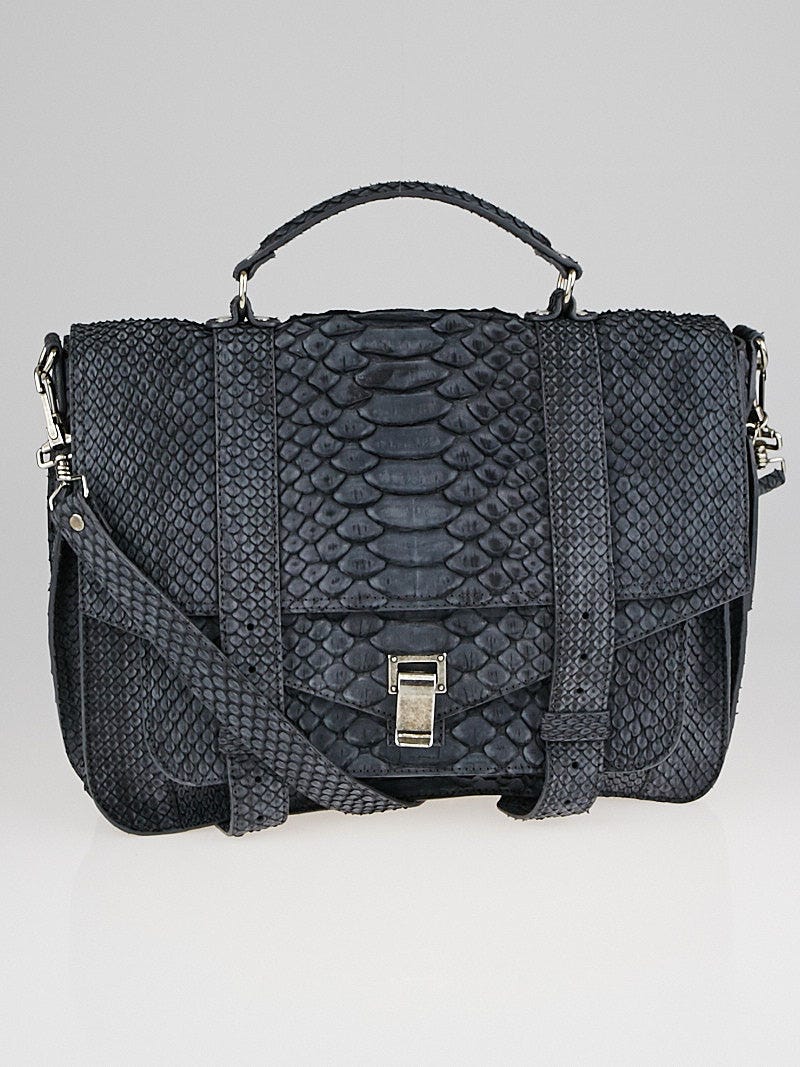 Proenza Schouler Grey Matte Python Medium PS1 Satchel Bag