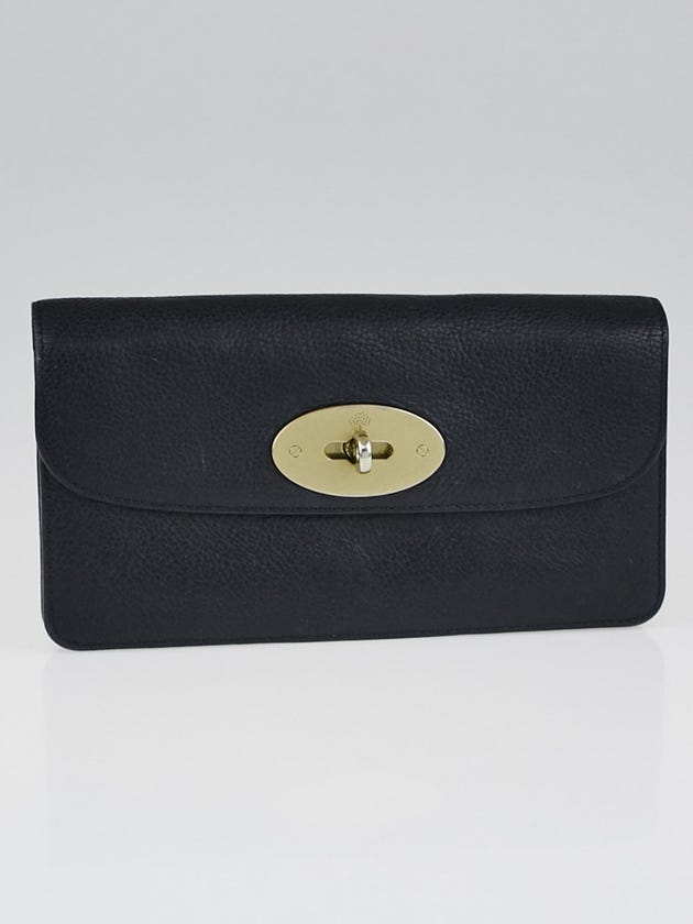 Mulberry Black Natural Vegetable Tanned Leather Long Locked Purse Wallet