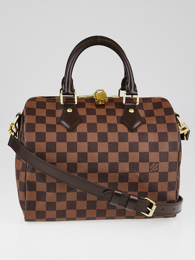 Louis Vuitton Damier Canvas Speedy 25 w/ Shoulder Strap Bag - Yoogi's Closet