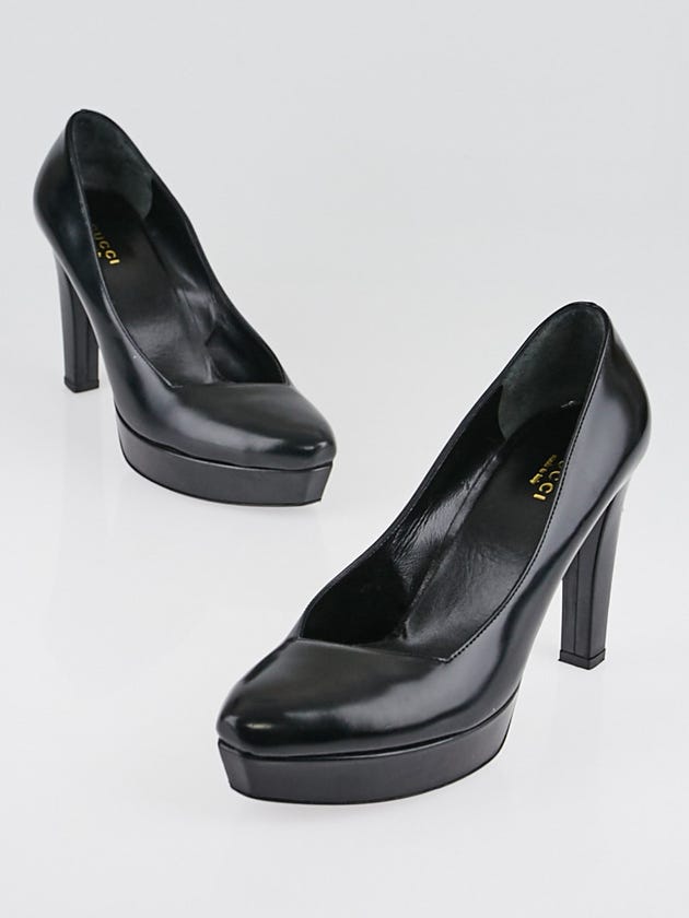 Gucci Black Leather Platform Pointed-Toe Pumps Size 5.5/36
